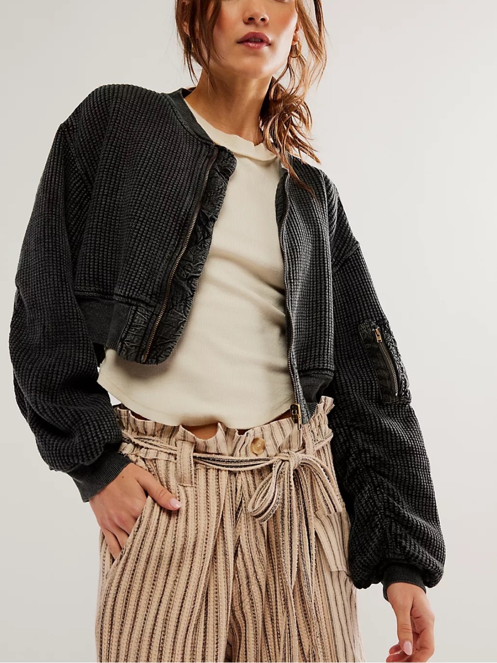 Free People One Klara Reversible Quilted Bomber Jacket Size Medium NEW